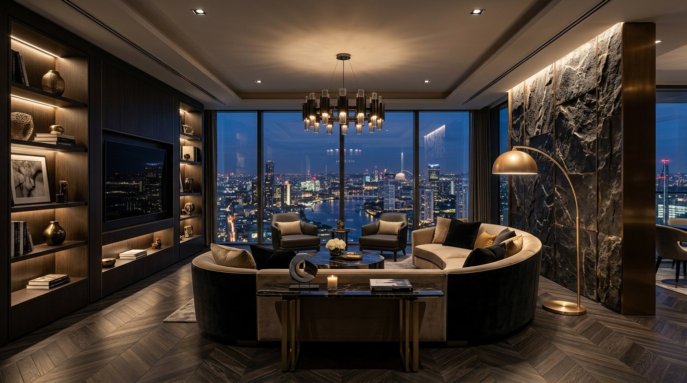 پنت‌هاوس مدرن با کفپوش LVT و پوستر اختصاصی دیواری
